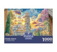 Puzzle per adulti con paesaggio dipinto per la decompressione: Torre pendente con gioco educativo paesaggistico, decorazione da parete 38x26 cm/1000 pezzi