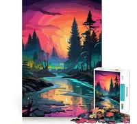 Puzzle per adulti con paesaggio forestale, 1000 pezzi, rompicapo, rilassante, con schema di montaggio, ideale come regalo di Babbo Natale (38x26cm)