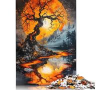 Puzzle per adulti con paesaggio lunare arancione, puzzle premium in cartone riciclato al 100%, puzzle per adulti e bambini, 1000 pezzi (75x50 cm)