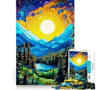 Puzzle per adulti con paesaggio montano al tramonto, 1000 pezzi, gioco per esercitare la mente, rilassante, da assemblare, (38x52cm)