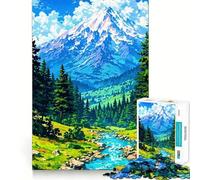 Puzzle per adulti con paesaggio montano, fiume e foresta, 1000 pezzi, gioco per la concentrazione e il relax, bordi netti, Babbo Natale, scegli il tuo desiderio (50x75cm)