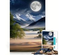 Puzzle per adulti con paesaggio montano illuminato dalla luna, 1000 pezzi, gioco per l'esercizio mentale, rilassante, da assemblare, (38x52cm)