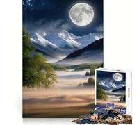 Puzzle per adulti con paesaggio montano illuminato dalla luna, 1000 pezzi, gioco per l'esercizio mentale, rilassante, da assemblare, (38x52cm)