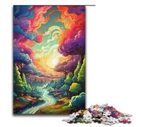 Puzzle per adulti con paesaggio montano psichedelico colorato 1000 pezzi puzzle in legno per bambini dai 12 anni in su giocattoli educativi 1000 pezzi (38x26 cm)