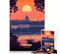 Puzzle per adulti con paesaggio urbano al tramonto di Vienna, 1000 pezzi, esercizio cognitivo, rilassante, senza bordi taglienti, regalo per le vacanze (38x26cm)