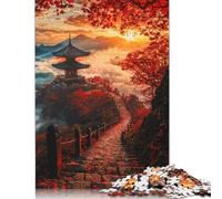 Puzzle per adulti con pagoda giapponese al tramonto, puzzle premium in cartone riciclato al 100%, puzzle per adulti e bambini, 1500 pezzi (85x57 cm)