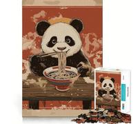 Puzzle per adulti con panda che mangia ramen, 1000 pezzi, per ricordare, migliorare, momento di pace, taglio preciso, lista dei desideri di Babbo Natale (38x52cm)