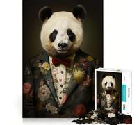 Puzzle per adulti con panda in abito boho, 1000 pezzi, gioco di logica, antistress, bordi trasparenti, regalo di alta qualità (38x26cm)