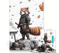 Puzzle per adulti con panda rosso e samurai sulla cima di una montagna, 1000 pezzi per rafforzare la memoria, alleviare l'ansia, bordi lisci, una piacevole sorpresa (50x75cm)