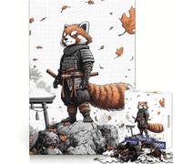 Puzzle per adulti con panda rosso e samurai sulla cima di una montagna, 1000 pezzi per rafforzare la memoria, alleviare l'ansia, bordi lisci, una piacevole sorpresa (50x75cm)