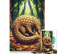 Puzzle per adulti con pangolino nella foresta, stile vetrata, 1000 pezzi, gioco per esercitare la mente, rilassante, da assemblare, (50x75cm)