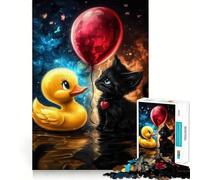 Puzzle per adulti con paperella e gattino in gomma, 1000 pezzi, stimolante per la mente, rilassante, con bordi precisi, pezzo da collezione (50x75cm)