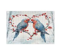 Puzzle per adulti con pappagalli e uccelli, 300 pezzi, puzzle decorativi per San Valentino, foresta innevata, regalo per feste a cuore, intrattenimento per la famiglia, decorazione per la casa