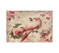 Puzzle per adulti con pappagalli e uccelli, 300 pezzi, puzzle decorativi vintage con rose per San Valentino, decorazioni romantiche per intrattenimento in famiglia, regalo per feste