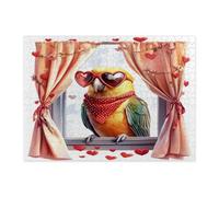 Puzzle per adulti con pappagalli e uccelli, 500 pezzi, puzzle decorativi per finestre divertenti per San Valentino, regalo per feste a forma di cuore, intrattenimento per la famiglia, decorazione per