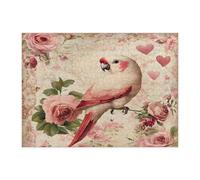 Puzzle per adulti con pappagalli e uccelli, 500 pezzi, puzzle decorativi vintage con rose per San Valentino, decorazioni romantiche per intrattenimento in famiglia, regalo per feste