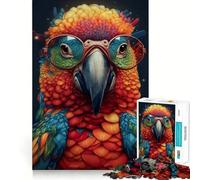 Puzzle per adulti con pappagallo, occhiali e stelle, 1000 pezzi, ideale per rafforzare la memoria, rilassarsi e divertirsi, con bordi di qualità, perfetto come regalo per le feste (38x52cm)