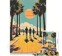 Puzzle per adulti con passerella sulla spiaggia, persone e palme, 1000 pezzi, esercizio mentale, relax, taglio preciso, regalo per le vacanze (50x75cm)