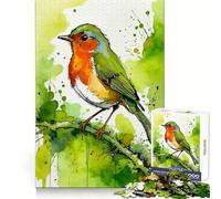 Puzzle per adulti con pettirosso ad acquerello su ramo, 1000 pezzi, per sviluppare la memoria, ideale per il relax e il tempo libero Unisciti in sicurezza! Un regalo di Natale perfetto (38x52cm)