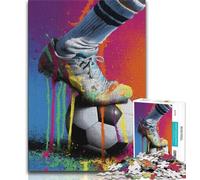 Puzzle per adulti con pittura a olio sul calcio, 1000 pezzi, difficili da completare ma divertenti e umoristici, con poster abbinato e foglio di quiz, 38x26cm