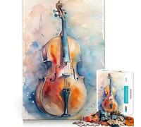 Puzzle per adulti con pittura ad acquerello e violoncello,1000 pezzi,gioco per la mente,regalo,taglio di alta precisione,rilassante attività di gruppo al chiuso (50x75cm)
