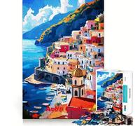Puzzle per adulti con poster artistico della Costiera Amalfitana,1000 pezzi,gioco di memoria,taglio di alta precisione,attività creativa per momenti di tranquillità e allenamento mentale a casa