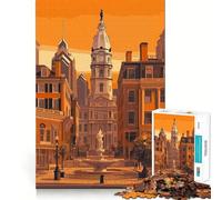 Puzzle per adulti con poster di viaggio della città di Philadelphia, 1000 pezzi, gioco per allenare la mente, rilassante, da assemblare, regalo artistico (38x26cm)
