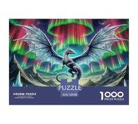 Puzzle per adulti con pterosauro per la decompressione: un drago sotto le luci dell'aurora, gioco educativo da 1000 pezzi, 52x38 cm/1000 pezzi