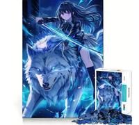 Puzzle per adulti con ragazza anime a cavallo di un lupo,1000 pezzi,gioco di memoria per allenare la mente,taglio laser per un incastro perfetto, alleviare lo stress (50x75cm)