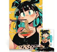 Puzzle per adulti con ragazza anime che mangia ramen,1000 pezzi,gioco di memoria,montaggio sicuro e stabile,gioco significativo per costruire connessioni (38x26cm)