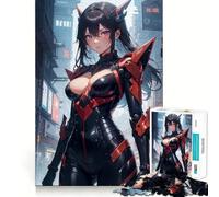 Puzzle per adulti con ragazza anime cyberpunk,1000 pezzi,gioco di logica,regalo,taglio di precisione,rilassante,attività di gruppo al chiuso (38x52cm)