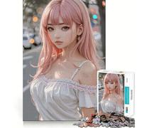 Puzzle per adulti con ragazza anime dai capelli rosa,1000 pezzi,gioco di memoria per allenare la mente,taglio laser per un incastro perfetto, alleviare lo stress (50x75cm)