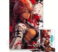 Puzzle per adulti con ragazza anime e benda sull'occhio,1000 pezzi,gioco di logica,regalo,taglio di precisione,rilassante attività di gruppo al chiuso (50x75cm)