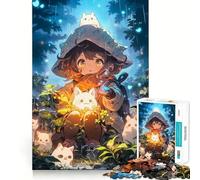 Puzzle per adulti con ragazza anime e creature della foresta,1000 pezzi,gioco di concentrazione,taglio di precisione,bordi lisci,divertente sfida per i momenti di attesa (38x52cm)