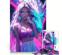 Puzzle per adulti con ragazza anime e drago,1000 pezzi,gioco di memoria per allenare la mente,taglio laser per un incastro perfetto, alleviare lo stress (38x26cm)