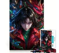 Puzzle per adulti con ragazza anime e drago,1000 pezzi,gioco stimolante per la mente,dimensioni uniformi,pezzi precisi,ideale da portare in viaggio,regalo perfetto per allenare la mente (50x75cm)