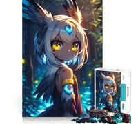 Puzzle per adulti con ragazza anime e gufo nella foresta,1000 pezzi,gioco stimolante per la mente,dimensioni uniformi,pezzi precisi,ideale da portare in viaggio,gioco per allenare la mente,regalo