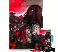 Puzzle per adulti con ragazza anime e luna di sangue,1000 pezzi,gioco stimolante per la mente,dimensioni uniformi,pezzi precisi,ideale da portare in viaggio,regalo perfetto per allenare la mente
