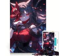 Puzzle per adulti con ragazza anime e maschera da demone,1000 pezzi,gioco di logica,regalo,taglio di precisione,rilassante attività di gruppo al chiuso (38x26cm)
