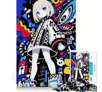 Puzzle per adulti con ragazza anime e sfondo astratto colorato,1000 pezzi,gioco stimolante per,dimensioni uniformi,pezzi precisi,ideale da portare in viaggio,regalo perfetto per allenare
