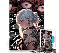 Puzzle per adulti con ragazza anime e tatuaggio di drago,1000 pezzi,gioco di memoria per allenare la mente,taglio laser per un incastro perfetto, alleviare lo stress (50x75cm)
