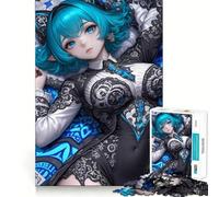 Puzzle per adulti con ragazza anime fantasy dai capelli blu,1000 pezzi,gioco di memoria per allenare la mente,taglio laser per un incastro perfetto, alleviare lo stress (50x75cm)
