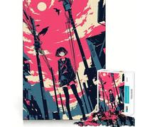 Puzzle per adulti con ragazza anime in un ambiente urbano,1000 pezzi,gioco di memoria,montaggio sicuro e stabile,gioco significativo per costruire connessioni (38x26cm)