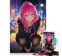 Puzzle per adulti con ragazza anime in un paesaggio urbano notturno,1000 pezzi,gioco di concentrazione,tagli di precisione,bordi lisci,divertente sfida per i momenti di attesa (50x75cm)