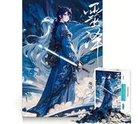 Puzzle per adulti con ragazza anime ninja blu ghiaccio,1000 pezzi,gioco di concentrazione,taglio di precisione,bordi lisci,divertente sfida per i momenti di attesa (38x52cm)