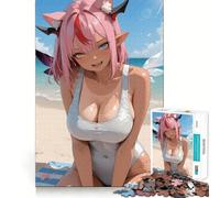 Puzzle per adulti con ragazza anime sulla spiaggia,1000 pezzi,gioco stimolante per la mente,dimensioni uniformi,pezzi precisi,ideale da portare in viaggio,gioco per allenare la mente,regalo (38x26cm)