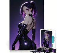 Puzzle per adulti con ragazza anime viola in lattice, 1000 pezzi, per rafforzare la memoria e il legame familiare, con bordi netti, ideale come regalo di compleanno (50x75cm)