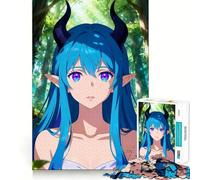Puzzle per adulti con ragazza elfa anime con corna nella foresta,1000 pezzi,gioco di concentrazione,taglio di precisione,bordi lisci,divertente sfida per i tempi di attesa (50x75cm)