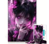 Puzzle per adulti con ragazza gatto mistica, 1000 pezzi, stimolante per la memoria, rilassante e divertente, con bordi di qualità, ideale come regalo per le festività (38x26cm)