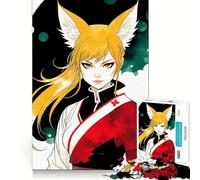 Puzzle per adulti con ragazza volpe anime,1000 pezzi,gioco di logica,regalo,taglio di precisione,rilassante,attività di gruppo al chiuso (38x26cm)